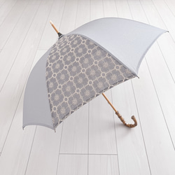 ★完成品★ミナペルホネン　タンバリン生地で仕立てた日傘（ベージュ×グレー） 489b4652c0183c4d1efff4ed03a8b9