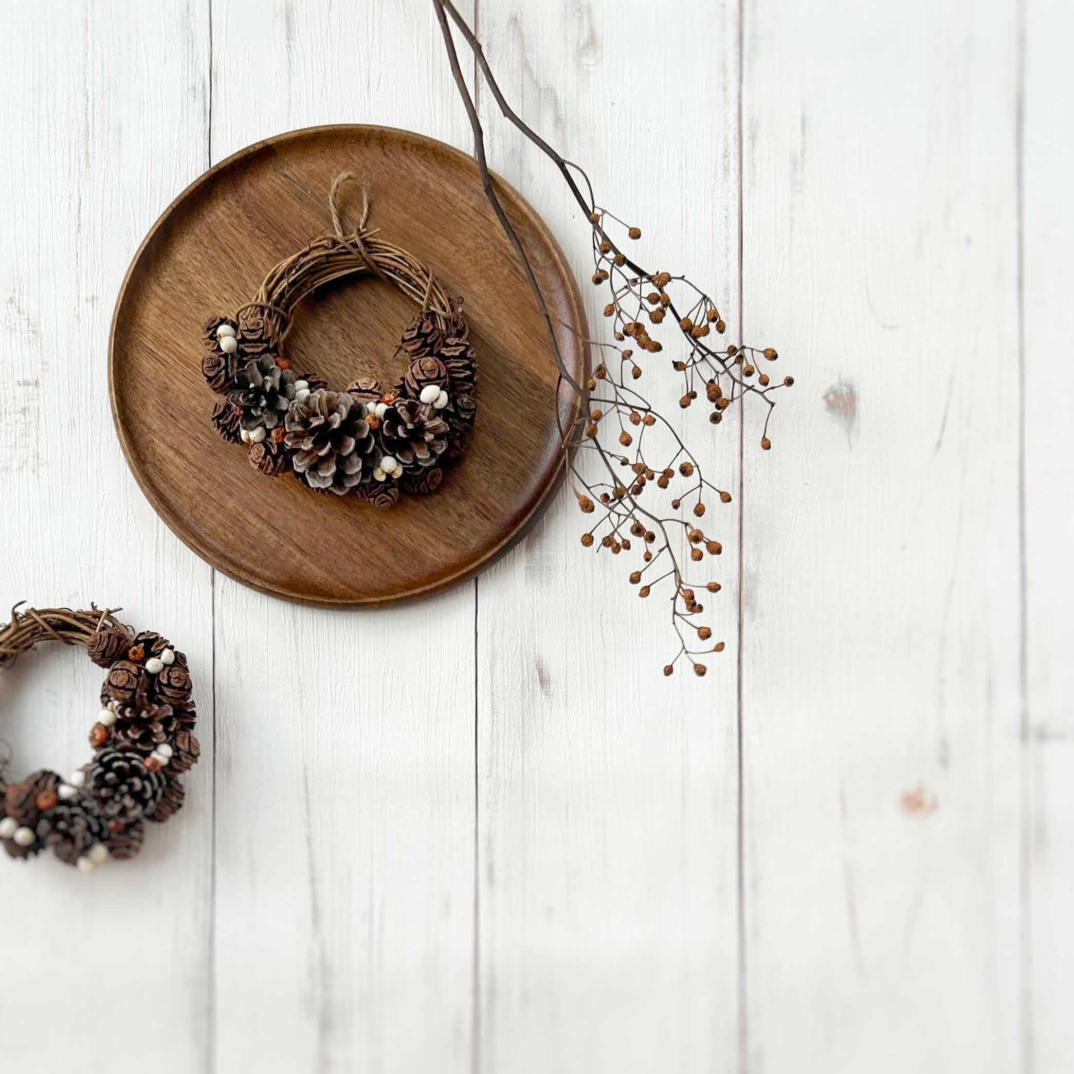 木の実とお花＊春のリース〜壁掛け＊ナチュラルリース