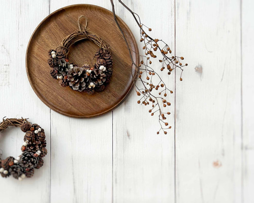実物ミニリース おしゃれなドライフラワーリース｜玄関リースにも