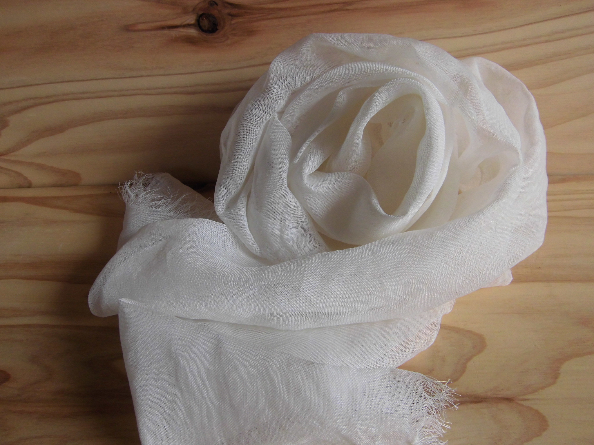 麻ストール　生成り　小千谷縮