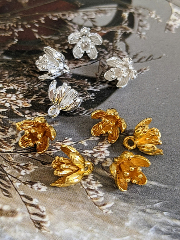 フラワー チャーム 10個 カン付き 花 小花 メタル パーツ チャーム