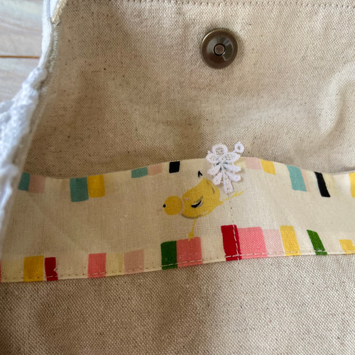 フランスアンティーク*ホームスパンリネン*手刺繍かごバッグ*お出かけ