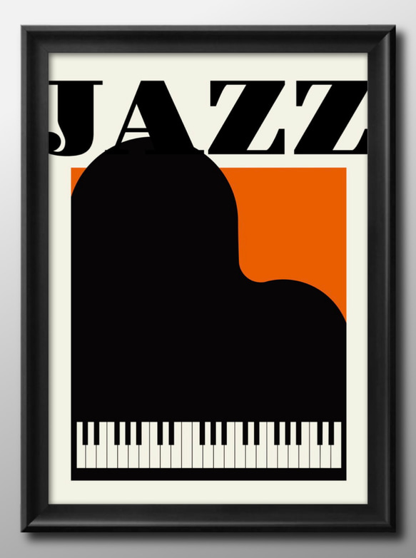 15030□ポスター アート 絵画『ジャズ ピアノ』北欧 A3 イラスト