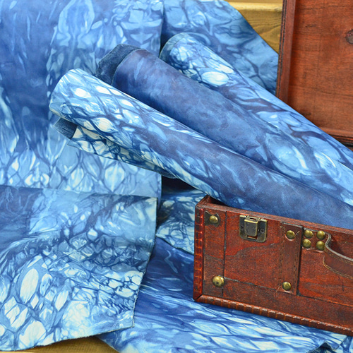 藍染め 本革 手染め インディゴ 手作り・ハンドメイドにおすすめ 皮革