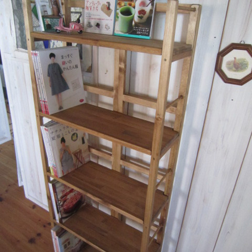 一分で道具無し簡単折り畳み式本棚の背高3ッ折りタイプ（棚板5段