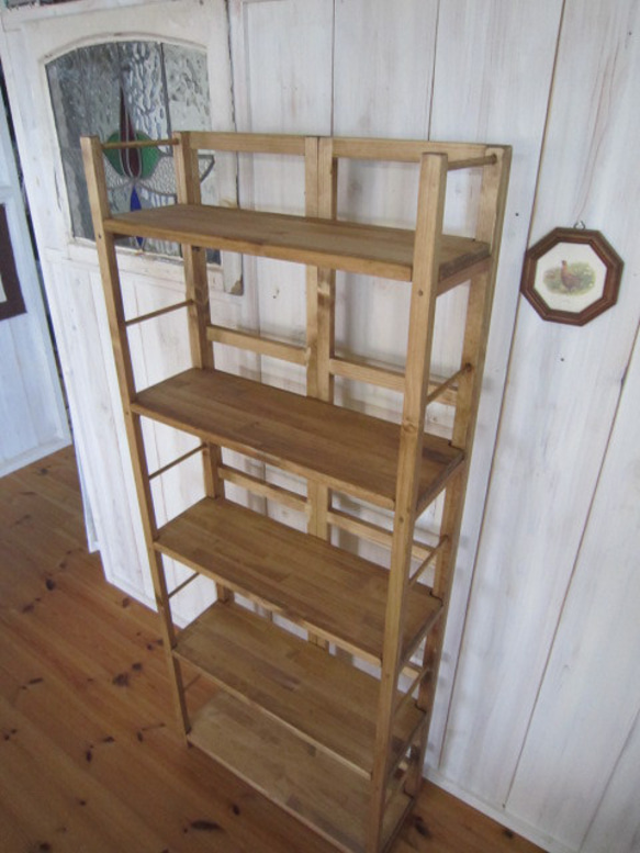 畳　飾り棚 一分で道具無し簡単折り畳み式本棚の背高3ッ折りタイプ（棚板5段