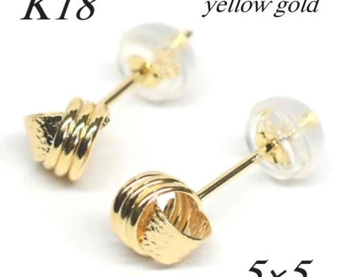 地金＊18金【サークルスタッドピアス】イエローゴールド ペア