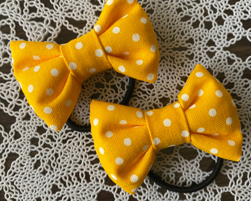 花柄親子リボン うさみみ 大小ペア イエロー オレンジ 黄色 キッズ