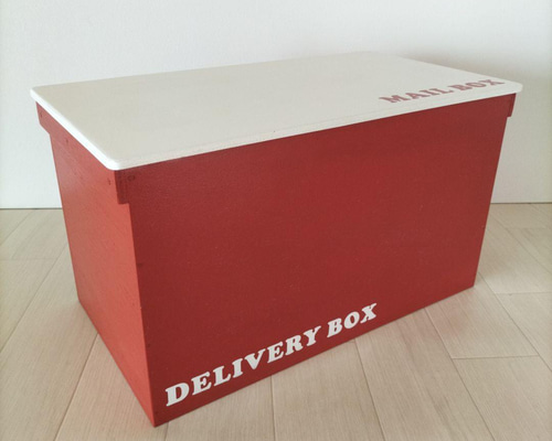 41《宅配BOX》収納ボックス POST 置き配 インテリア 木箱 りんご箱