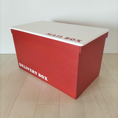41《宅配BOX》収納ボックス POST 置き配 インテリア 木箱 りんご