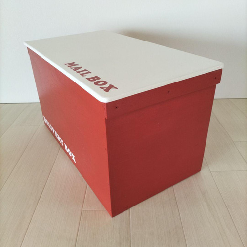 41《宅配BOX》収納ボックス POST 置き配 インテリア 木箱 りんご