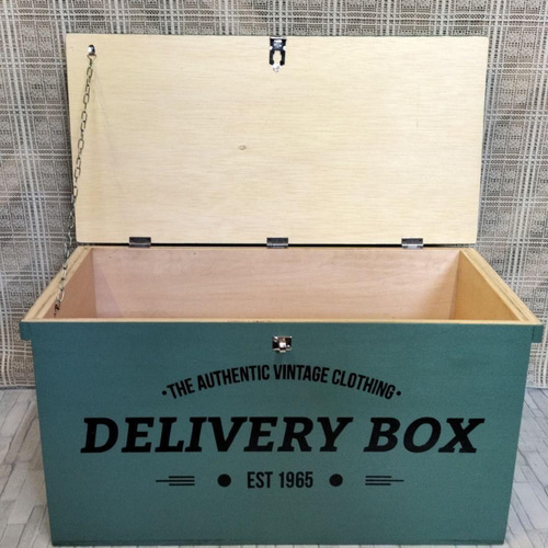 76《宅配BOX》収納 置き配 ボックス コンテナ りんご箱 木箱