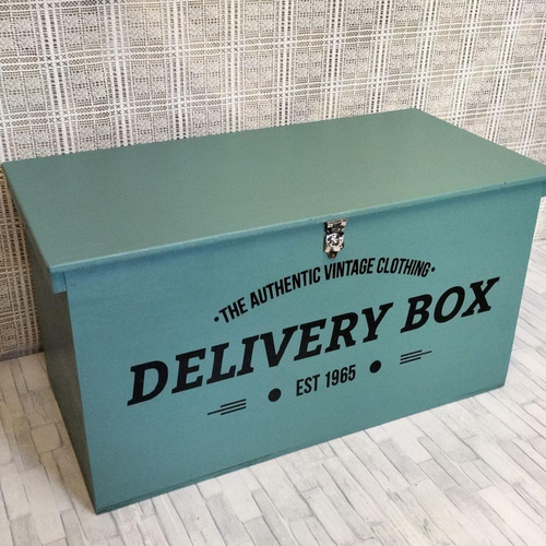 76《宅配BOX》収納 置き配 ボックス コンテナ りんご箱 木箱