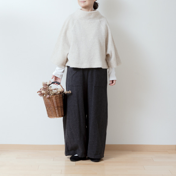 上質ウールボアAラインラグランプルオーバー/ライトベージュ なし