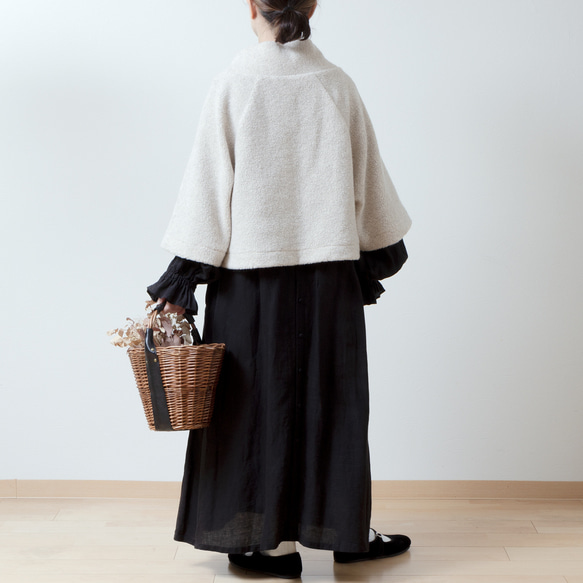 上質ウールボアAラインラグランプルオーバー/ライトベージュ なし