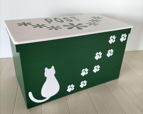 27《宅配BOX》玄関収納 ネコポスト 置き配 ハンドメイド 猫 木箱 キャット cb323731415cd25aa7d85732edfcb6