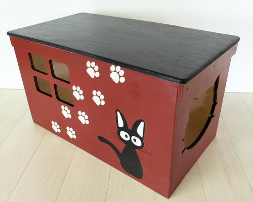 Amazon | 木製キャットハウス＜猫伸び＞ 日本製 組み立て不要