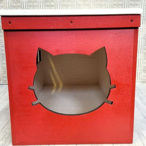 115《キャットハウス》木製 猫 りんご箱 保護猫 猫カフェ 小屋 黒猫