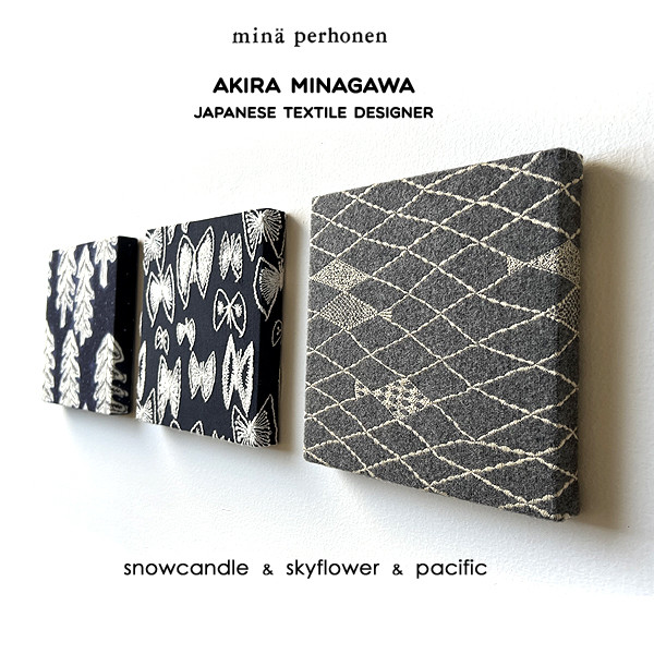 ミナペルホネン　ファブリックパネル　3枚set  snowcandle skyflower pacific