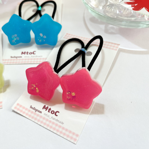 レジン かき氷カラーお星様ヘアゴム キッズ ベビー】子供 ヘア