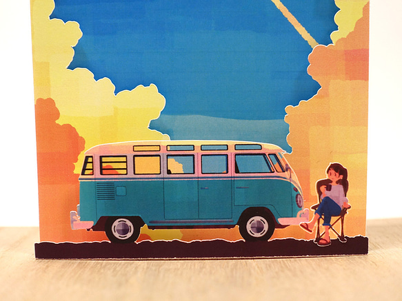 ワーゲンバス　飛び出すメッセージカード 1枚目の画像