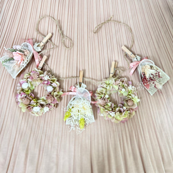 ミニリースとスワッグのフラワーガーランド☆ピンク系紫陽花★ 7枚目の画像