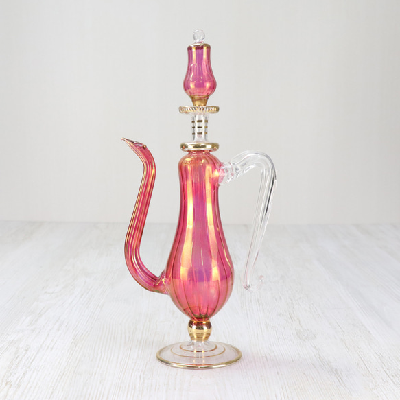 ピンク ガラス アロマポット