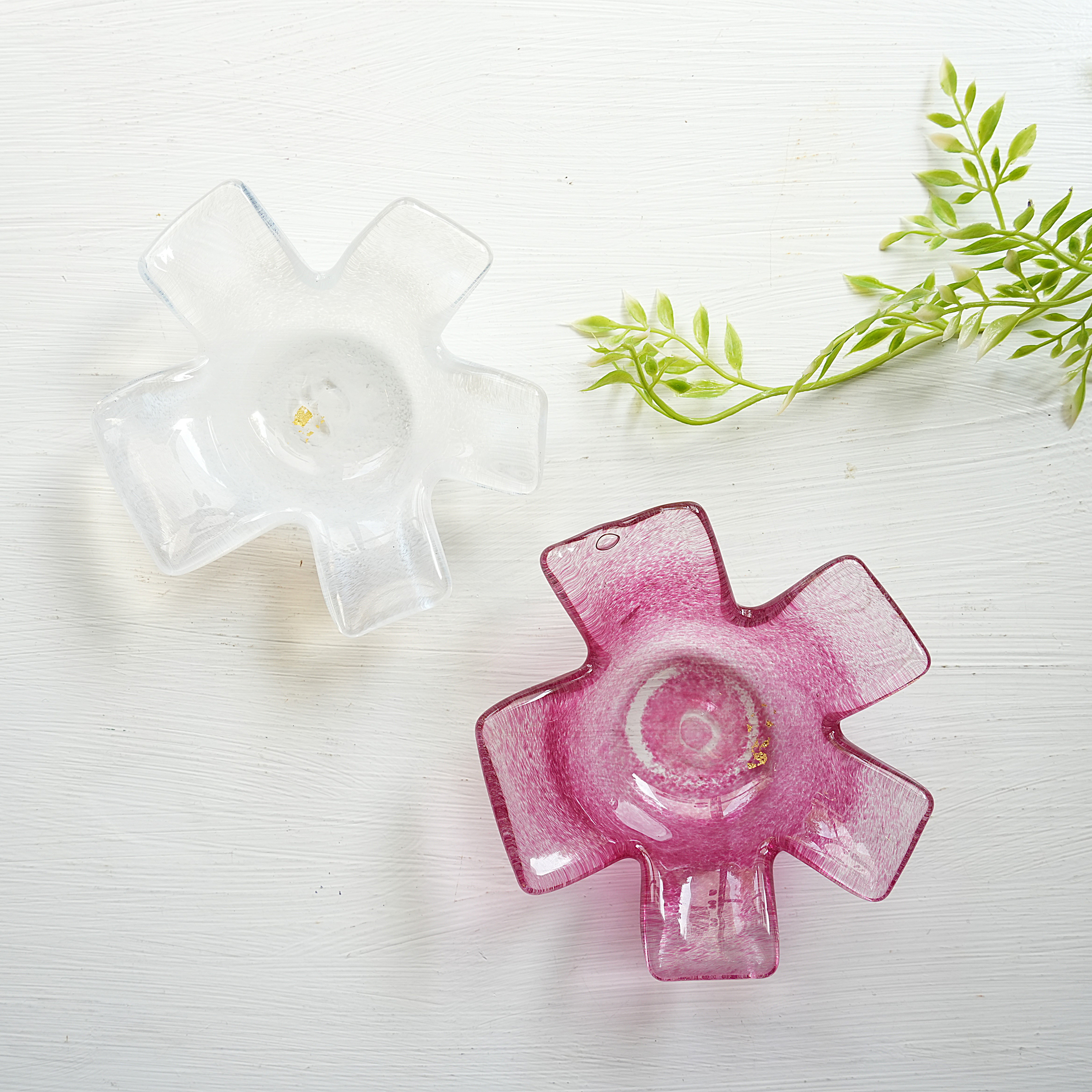 【新作】お花のこざら2枚セット/チェリーピンク×ミルクホワイト