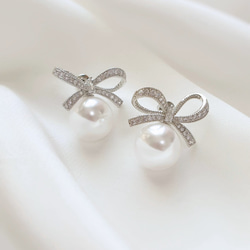 【金属アレルギー対応】ブライダル ピアス イヤリング パール ジルコニア ウェディング 結婚式 パーティー お呼ばれ 3枚目の画像