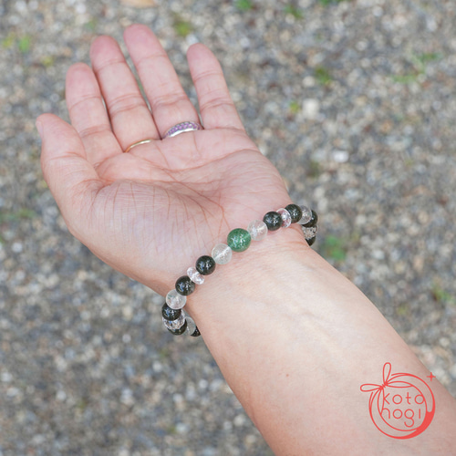 風属性 お守り ブレスレット＊天然石 ガーデンクォーツ グリーン