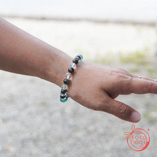 風属性 お守り ブレスレット＊天然石 ガーデンクォーツ グリーン