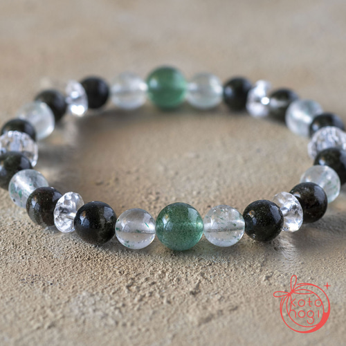 風属性 お守り ブレスレット＊天然石 ガーデンクォーツ グリーン