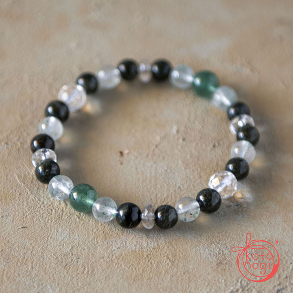 風属性 お守り ブレスレット＊天然石 ガーデンクォーツ グリーン