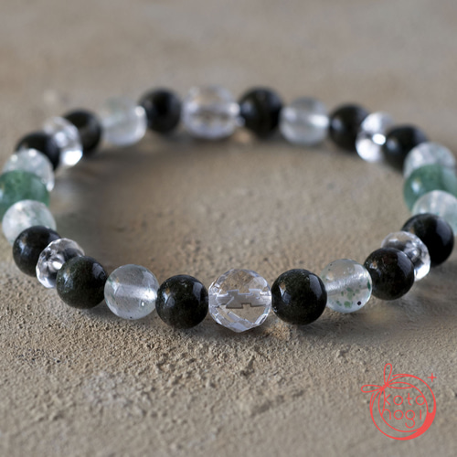 風属性 お守り ブレスレット＊天然石 ガーデンクォーツ グリーン