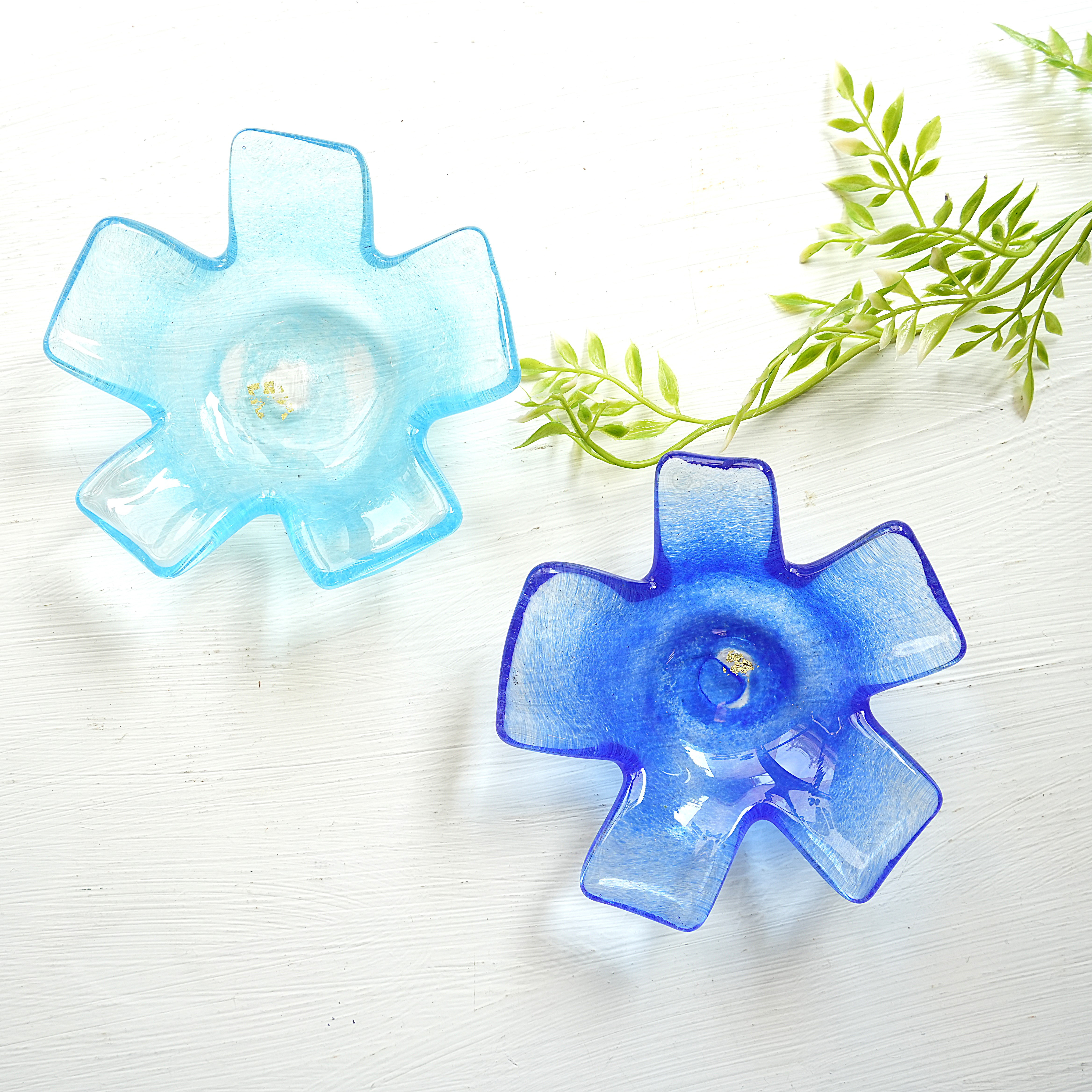 【新作】お花のこざら2枚セット/コバルト＆スカイブルー