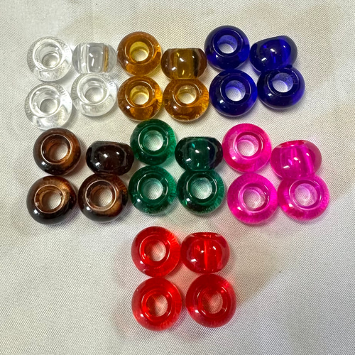 10個 大穴 ガラス ビーズ ロンデル 15x10mm ビーズ ギルドバイピー