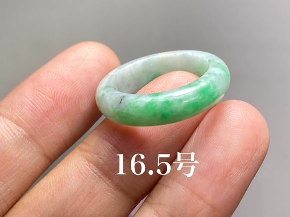 L7-61 美品 白底陽緑 16.5号 ミャンマー産天然 A貨 本翡翠