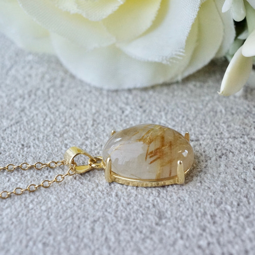 受注制作】ルチルクォーツ ペンダントトップ シルバー925 14x10mm