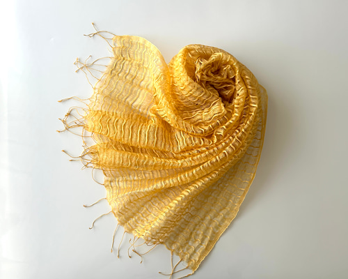 マリーゴールド染めシルクコットンストール 336c234fed061558f4d92108730a9a