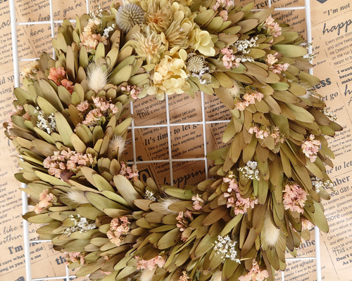 リューカデンドロンとスターチスのリース ドライフラワー FLOWERSTORY