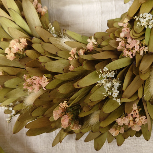 リューカデンドロンとスターチスのリース ドライフラワー FLOWERSTORY