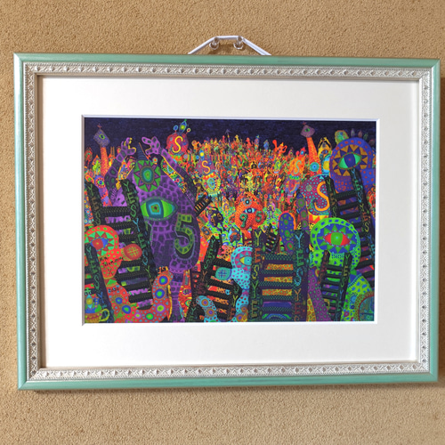 苦悩する者たち 版画作品1/1 高見沢耳作品 絵画 芸術 版画