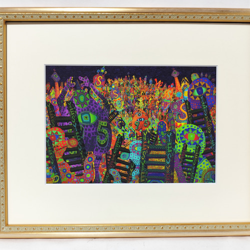 苦悩する者たち 版画作品1/1 高見沢耳作品 絵画 芸術 版画