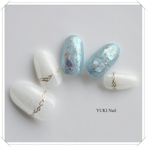ブルーシェル ネイルチップ 楽天市場】ネイルチップ ショート ジェル メタリック ブルー