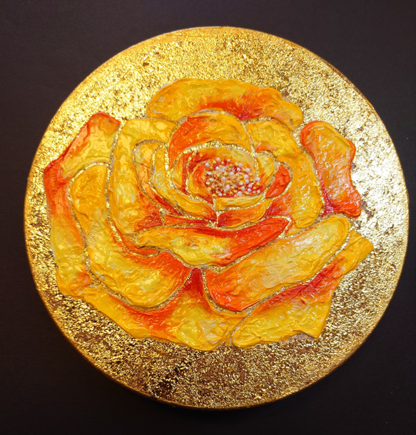 テクスチャーアート アクリル画 コルクボード 黄薔薇 絵画 この
