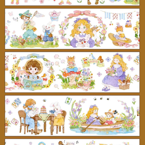SALE⭐︎7×100cm 春ピクニック 海外シール PETテープ マスキング