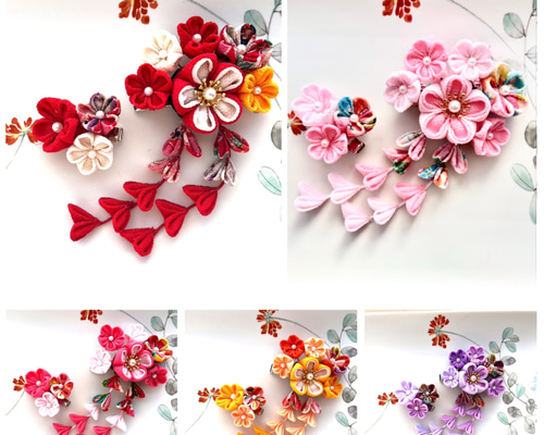 受注制作》つまみ細工髪飾り 七五三 3歳 和柄 雑貨・その他 Fleurette