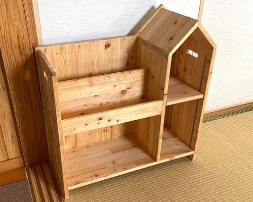 ひのき　絵本棚　ブックシェルフ　本棚　桧　無垢材家具　オイル仕上げ ひのきの絵本棚 檜 ブックシェルフ 桧 本棚 無垢材家具 オイル