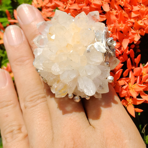 ハンドメイド　シルバーリング　クリアクォーツ　6号 ハンドメイド シルバーリング クリアクォーツ 6号