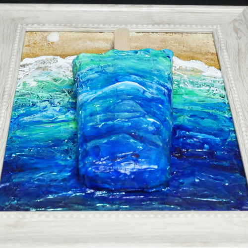 油絵 油彩 油彩画 絵 絵画【夏の海の解けないアイスキャンディー